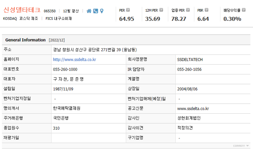 신성델타테크 기업개요