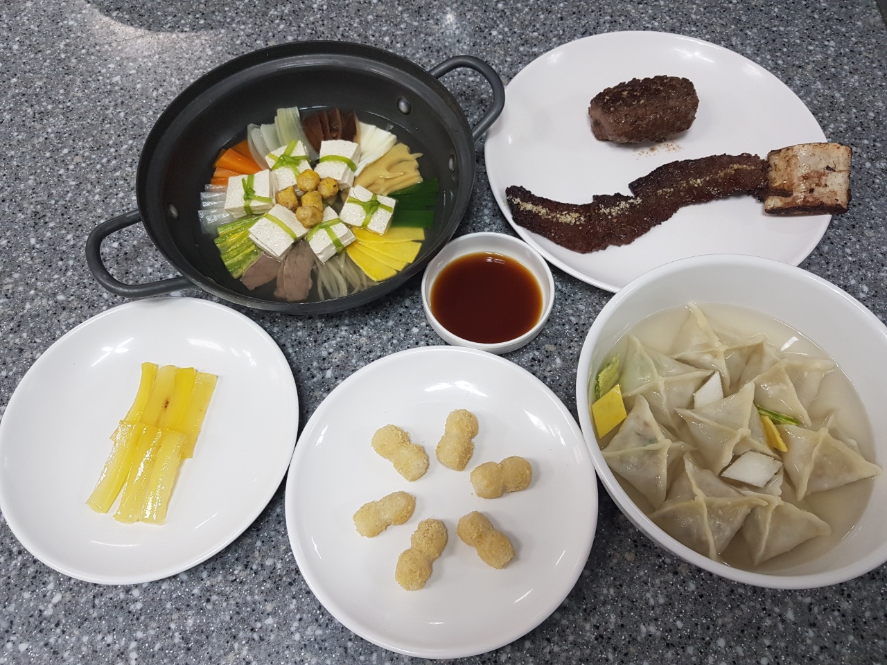  조리기능장 실기메뉴_ 떡갈비, 소갈비구이, 편수, 두부전골, 도자리정과, 잣구리