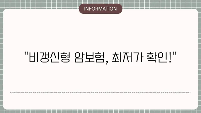 비갱신형 암보험 비교사이트 추천 상품 및 가격 비교