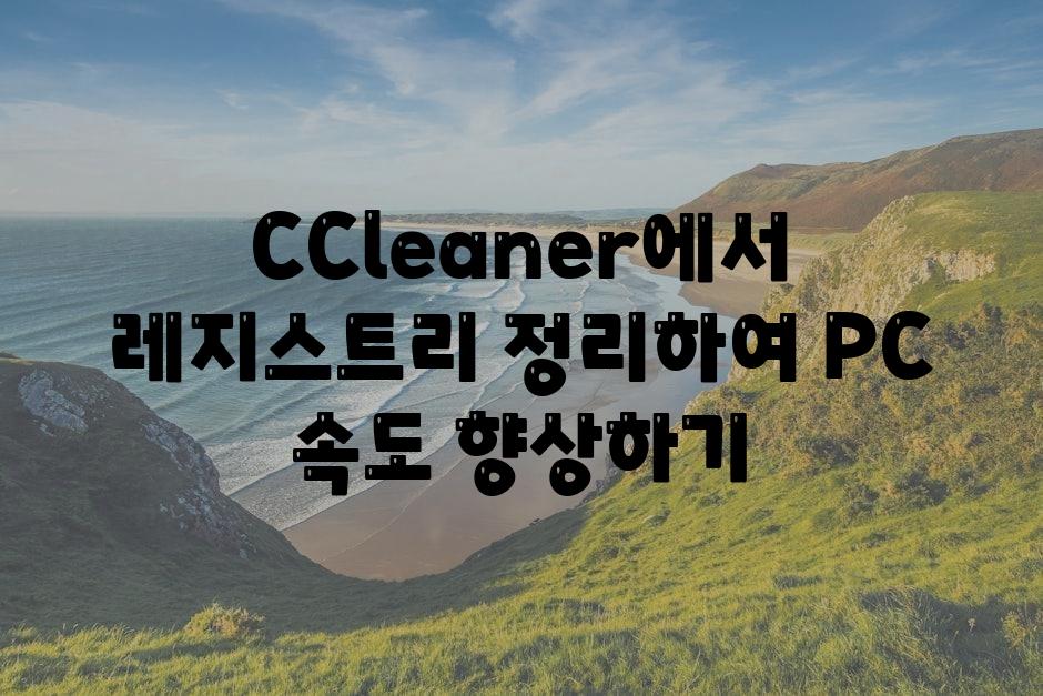 CCleaner에서 레지스트리 정리하여 PC 속도 향상하기