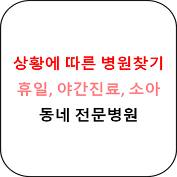  상황에 따른 우리동네 병원찾기 - 휴일, 야간진료, 근처 병원