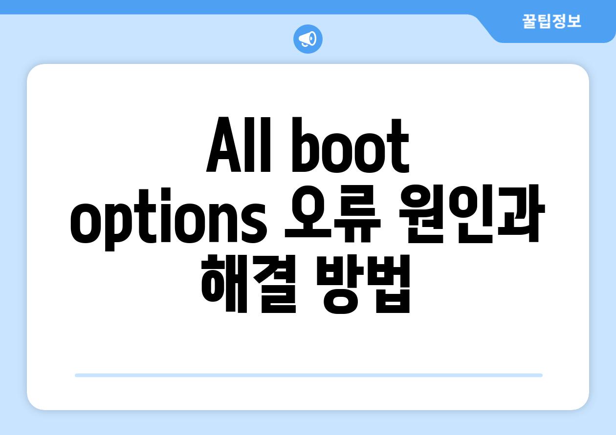 All boot options 오류 원인과 해결 방법