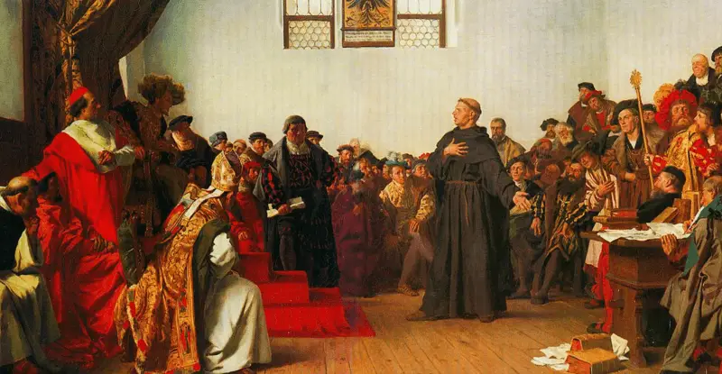 웜스 (보름스) 회의 (1521년 4월 17일- 4월 18일)에 참석한 마틴 루터
