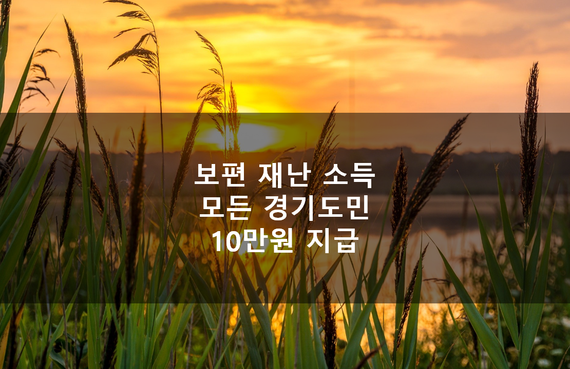  보편 재난 기본 소득 시행, 모든 경기도민 10만원 지급
