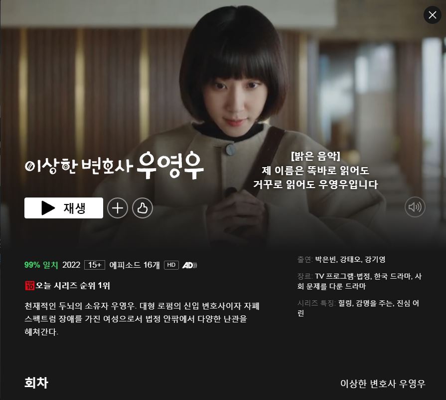  이상한 변호사 우영우 시청률 & 재방송 다시보기