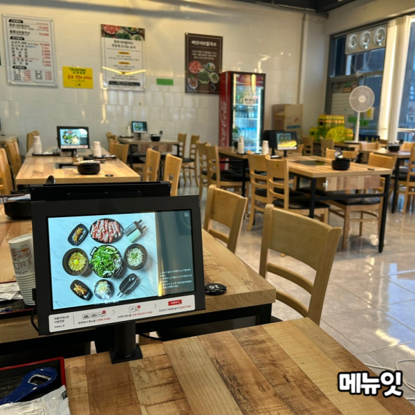  등촌샤브칼국수 전남무안점 칼국수집 태블릿메뉴판 메뉴잇 설치 사례