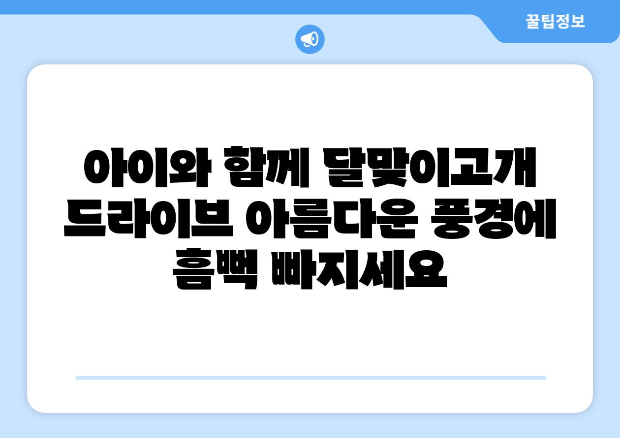 아이와 함께 달맞이고개 드라이브 아름다운 풍경에 흠뻑 빠지세요
