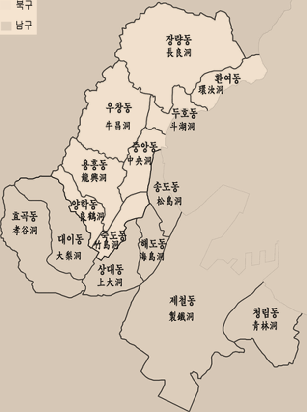 포항시 행정구역 지도
