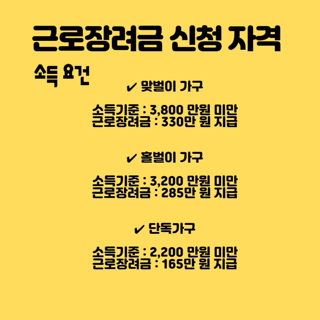 근로장려금 소득 요건