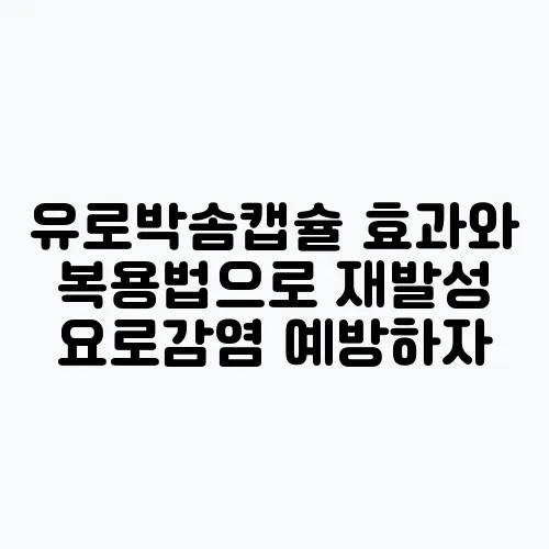 유로박솜캡슐 효과와 복용법으로 재발성 요로감염 예방하자