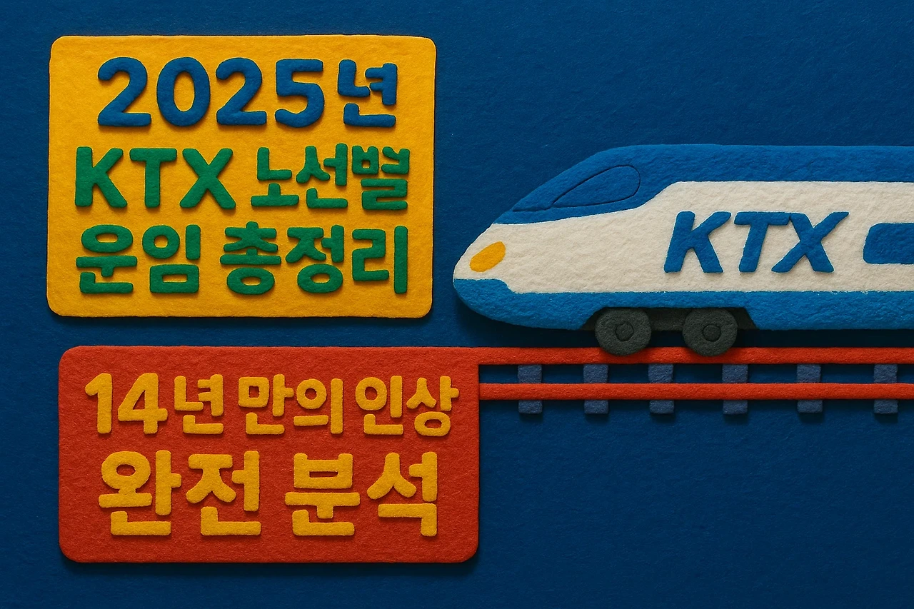 2025년 KTX 노선별 운임 및 소요시간 비교 분석 - 고속철도 요금 인상 정보