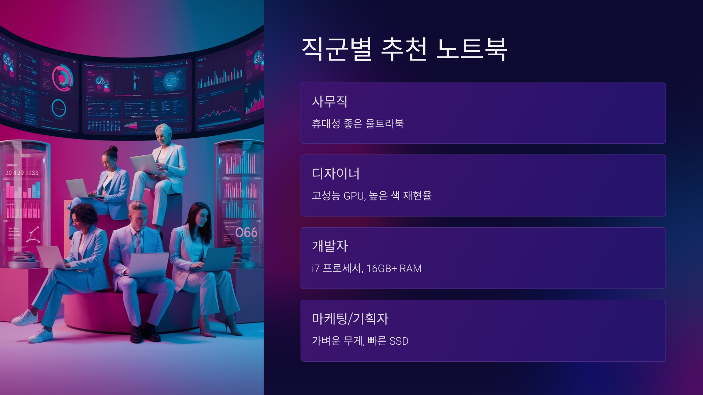 직군별 추천 노트북 스펙