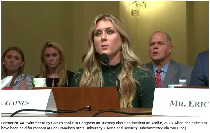  여성 권리에 대한 위협: 미 수영 선수의 의회 증언 VIDEO: Riley Gaines testifies during Senate hearing on 'Protecting Pride'