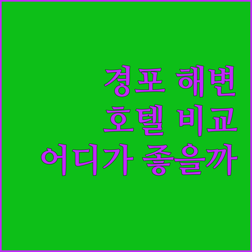 경포 해변 근처 추천 호텔 비교 세인