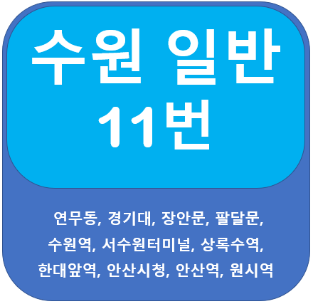  안산 11번 버스 노선 정보(경기대,수원역,한양대)