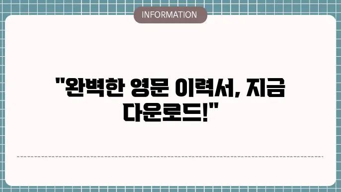 영문 이력서 기본 구조