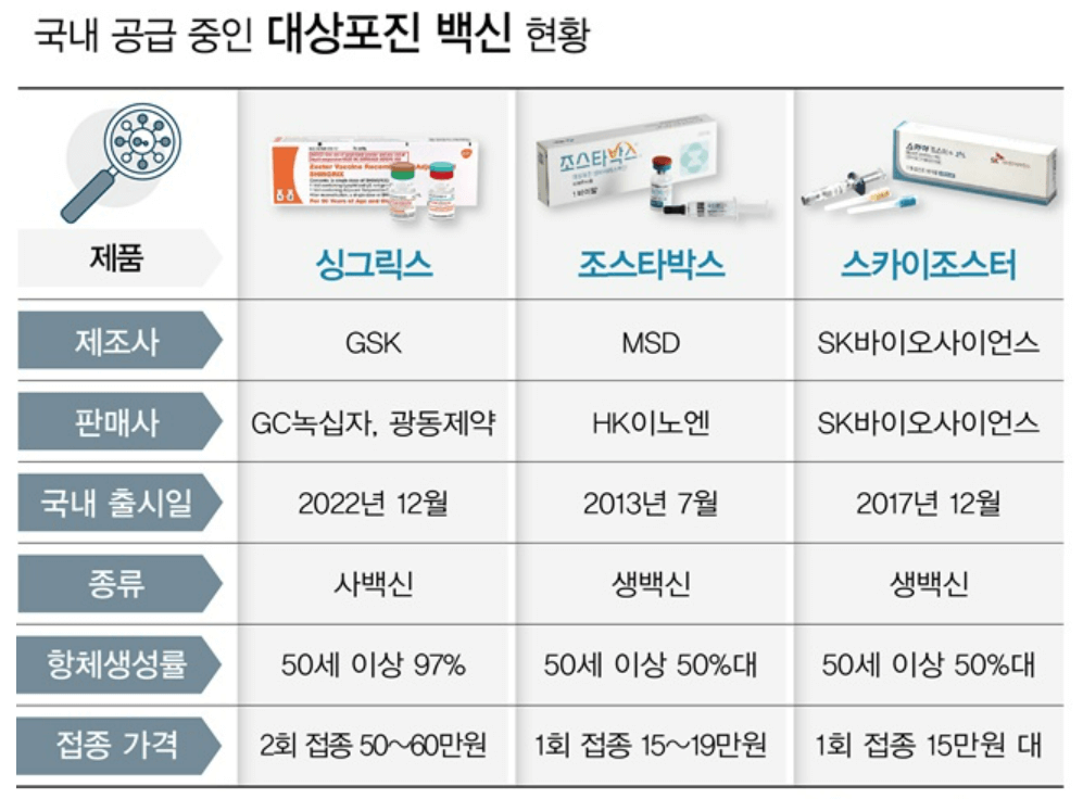 대상포진 싱그릭스 접종 간격과 부작용