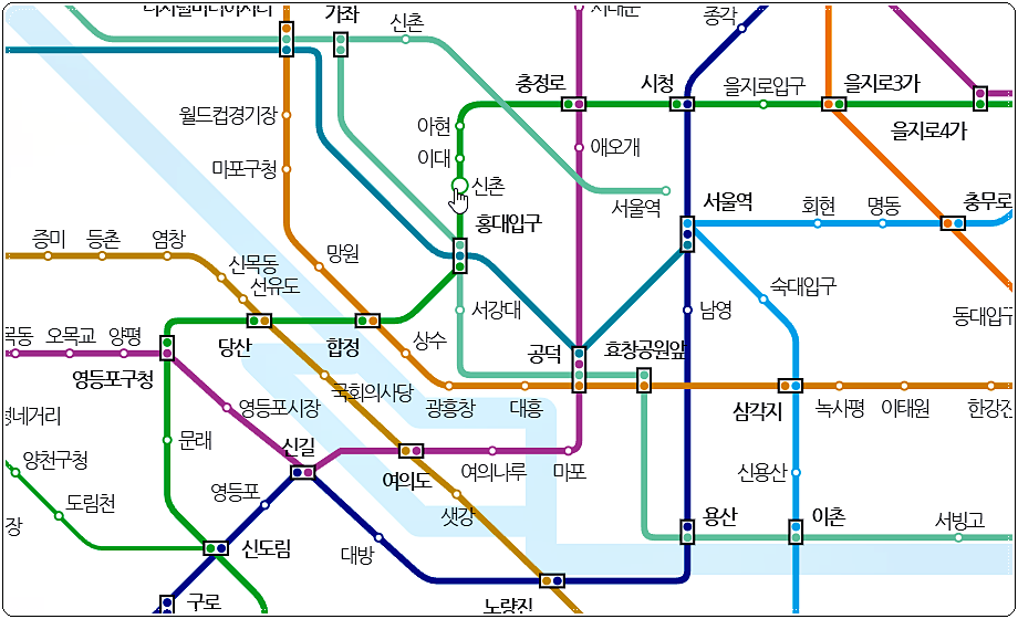  지하철 2호선 신촌역 시간표