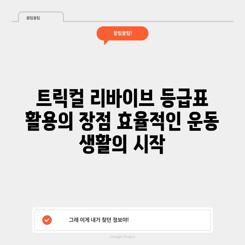 트릭컬 리바이브 등급표 활용의 장점: 효율적인 운동 생활의 시작