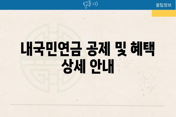 내국민연금 공제 및 혜택 상세 공지