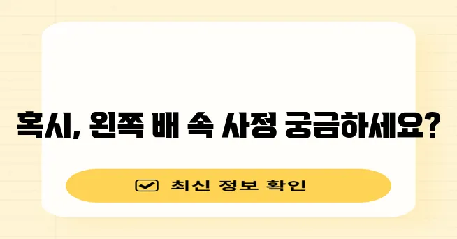 * 왼쪽 배 아픔 원인 5가지 꼭 알아두세요!
* 왼쪽 배가 아픈 이유 5가지!