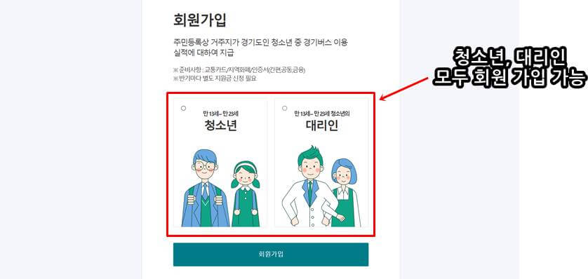 경기도-청소년-교통비-지원포털-회원가입