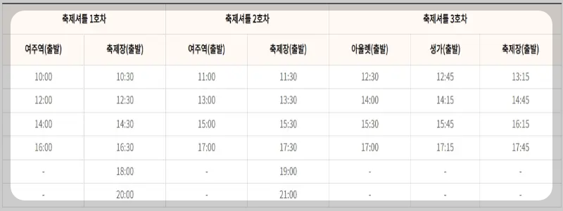 여주 도자기 축제 셔틀버스