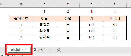 [왼쪽] 데이터 시트 : 각종 데이터만 있음