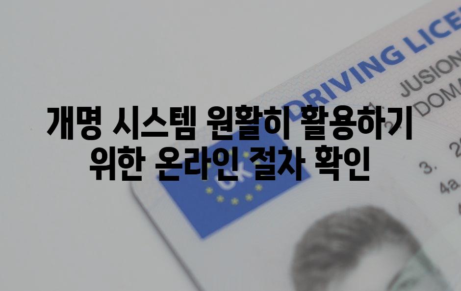 개명 시스템 원활히 활용하기 위한 온라인 절차 확인