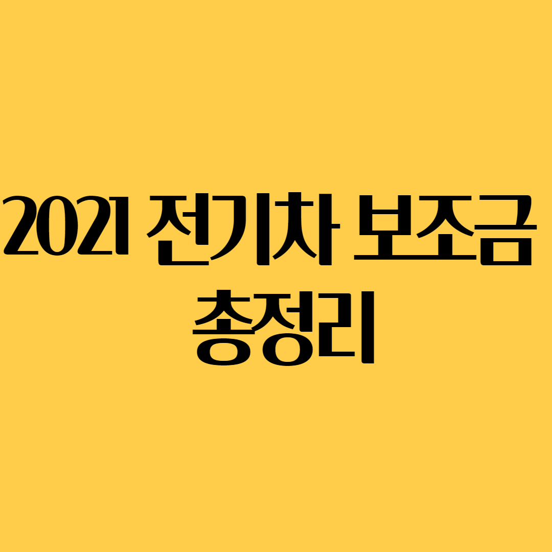  전기차 보조금 2021 총정리