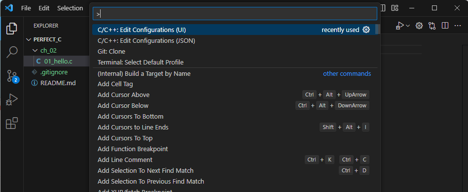 C/C++ Edit Configuraions (UI)