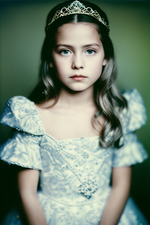 Portrait image of a young princess with Polaroid filter applied