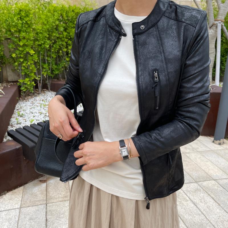 앤피오나 봄 스판 라이더 자켓