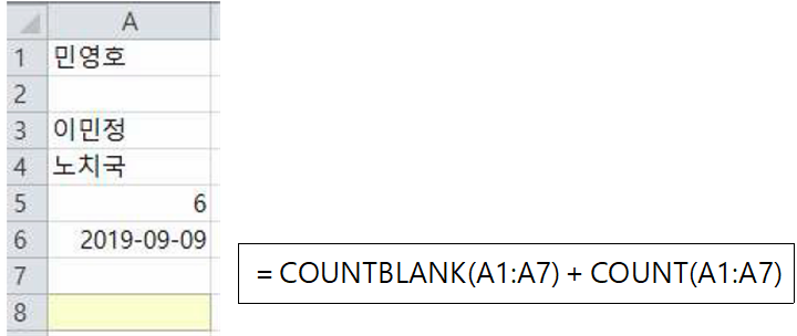33번 문제 countblank와 count 문제