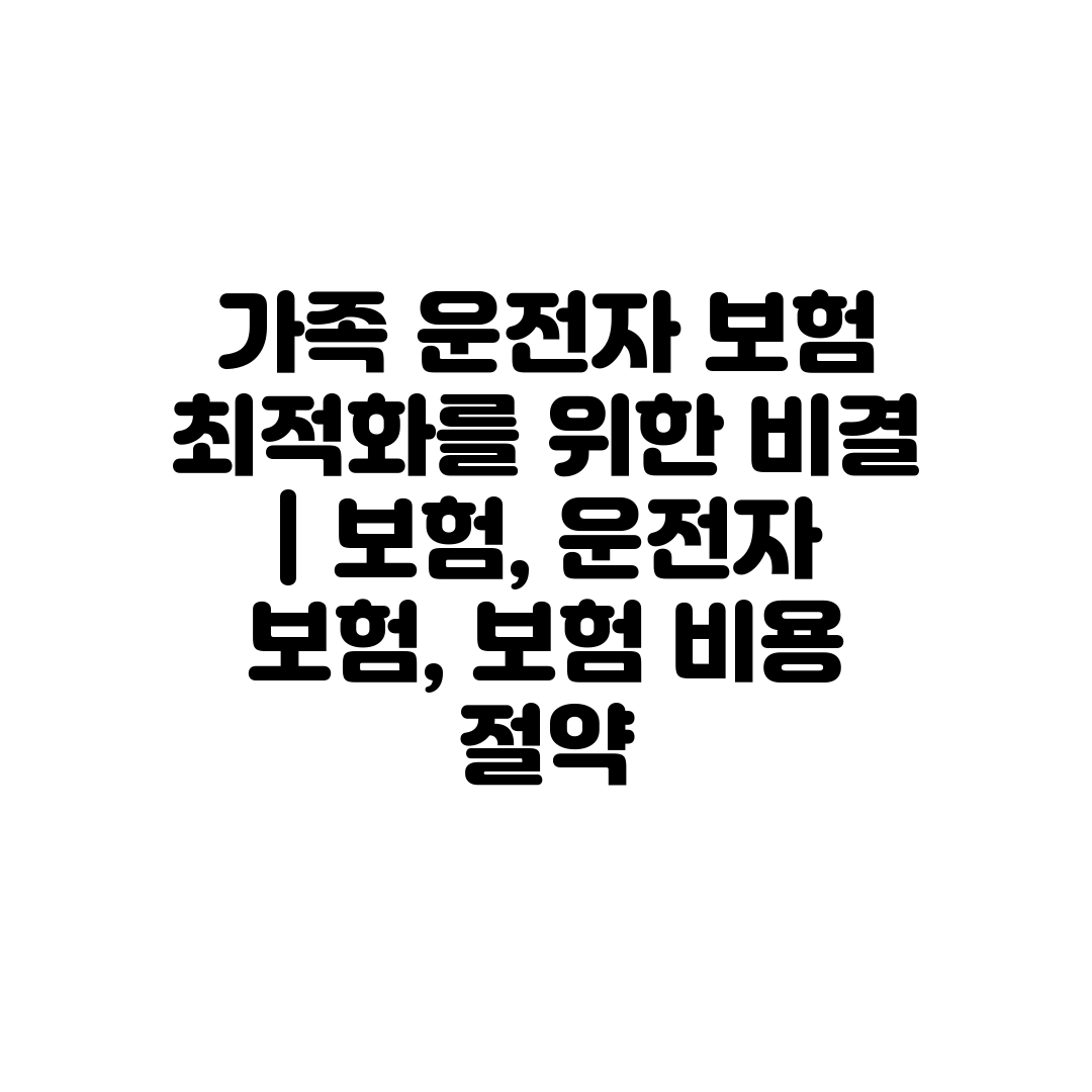 가족 운전자 보험 최적화를 위한 비결  보험, 운전자 