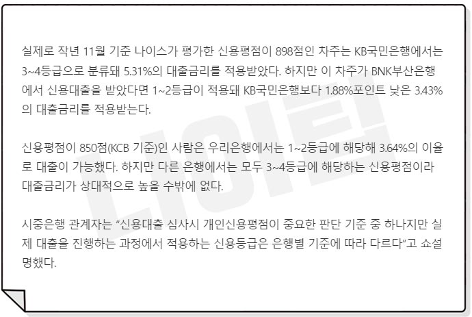 신용점수 나이스 vs 올크레딧KCB 3