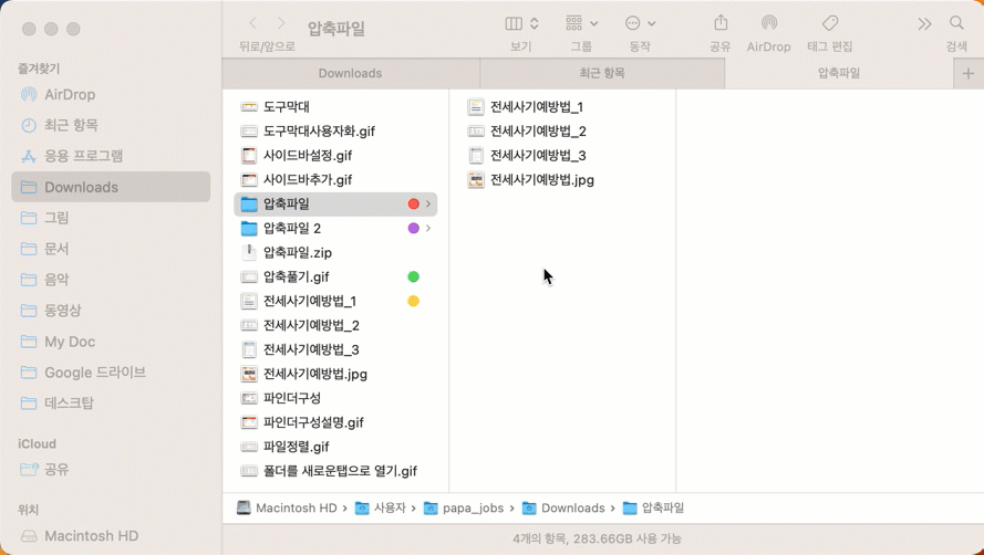 Finder 모든 탭 표시