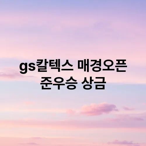 gs칼텍스 매경오픈 준우승 상금