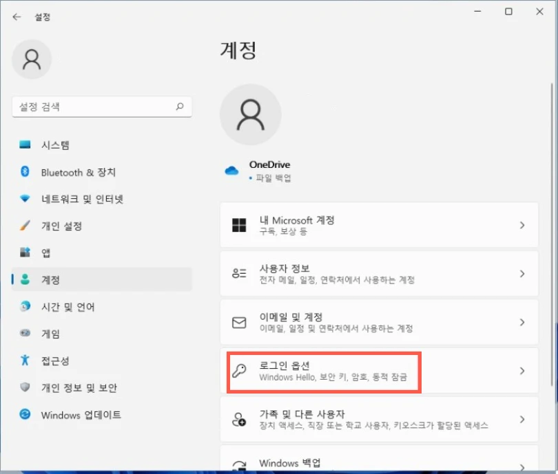 로그인 옵션