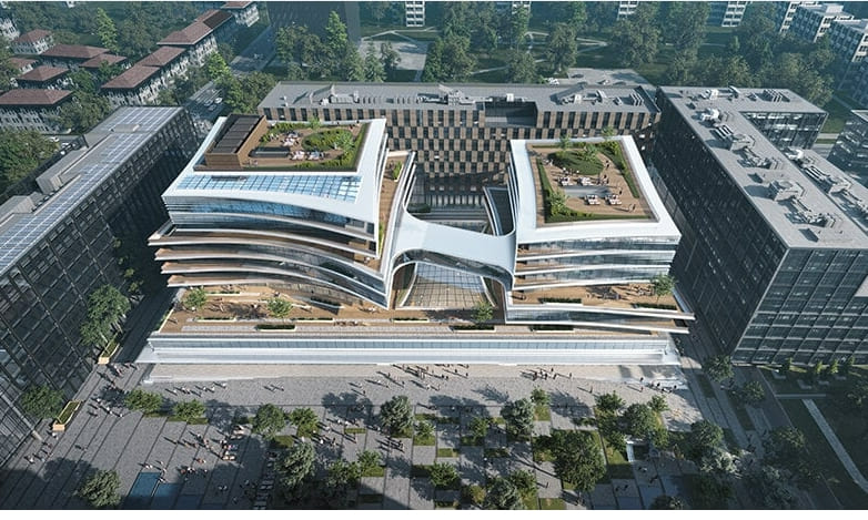 자하 하디드&#44; 리투아니아의 비즈니스 센터 Zaha hadid architects envisions business center in lithuania as cantilevering planes
