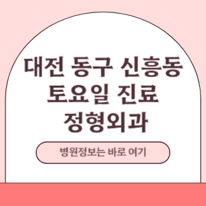 대전 동구 신흥동 토요일 정형외과 진료 병원