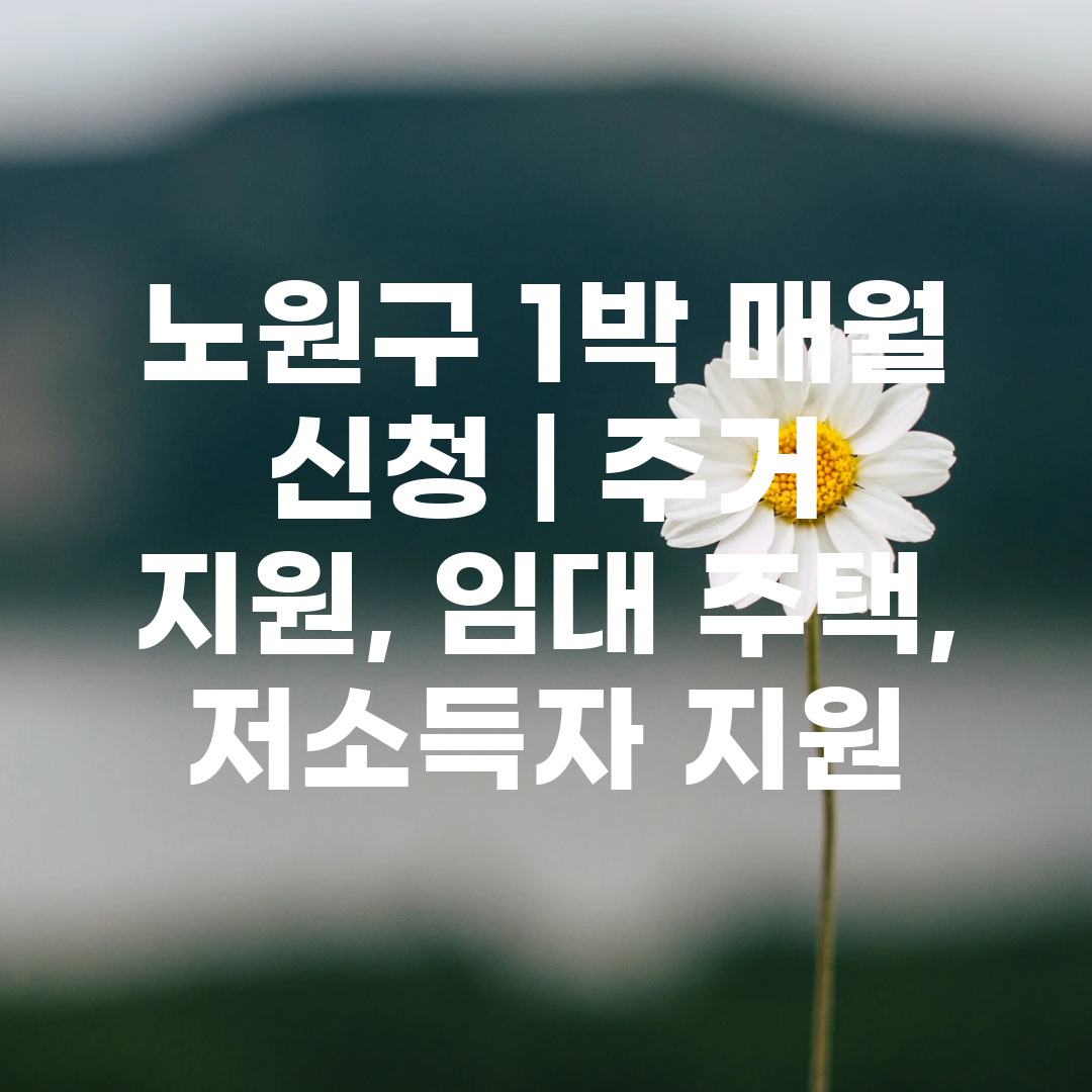 노원구 1박 매월 신청  주거 지원, 임대 주택, 저소