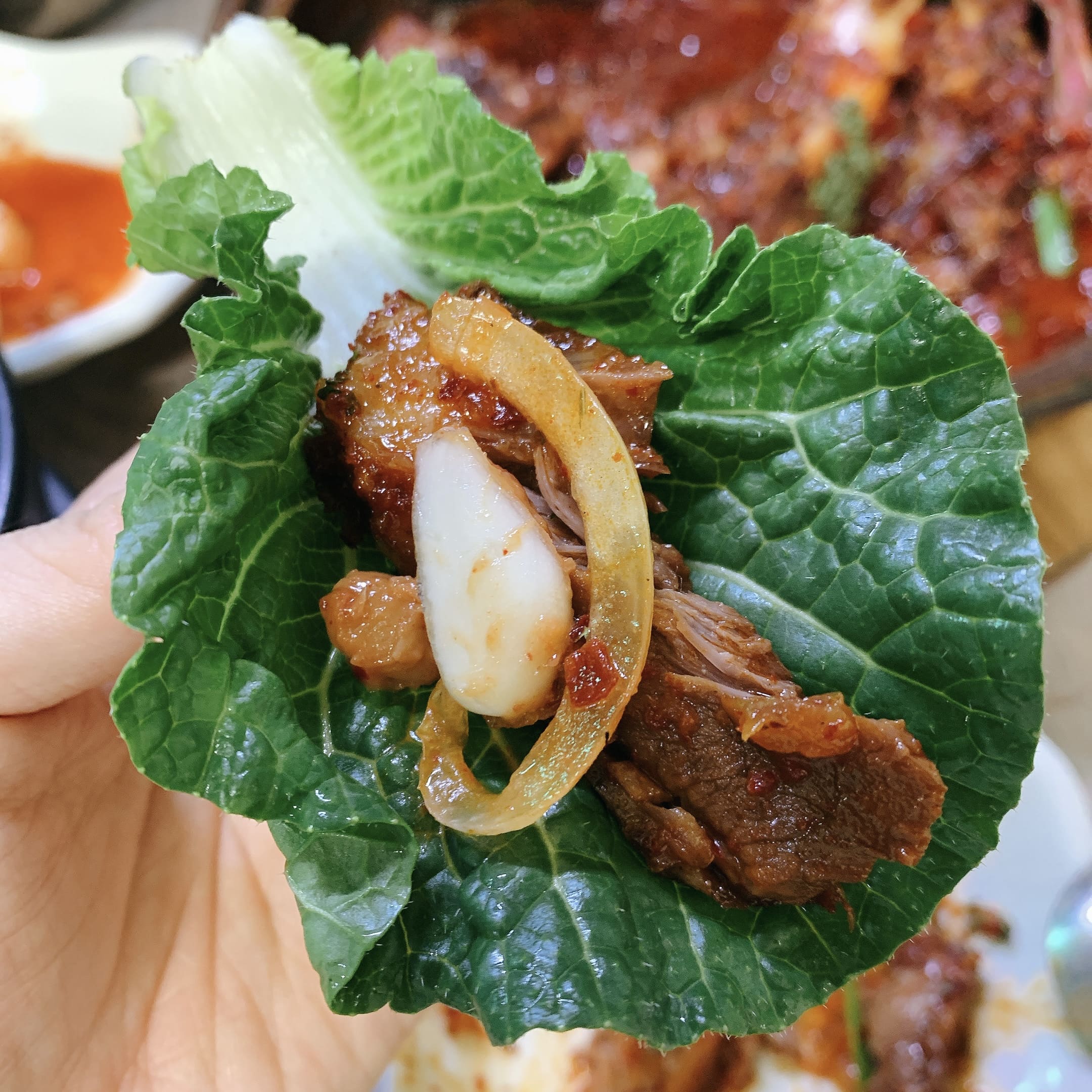 최가찜갈비 봄동에 한쌈