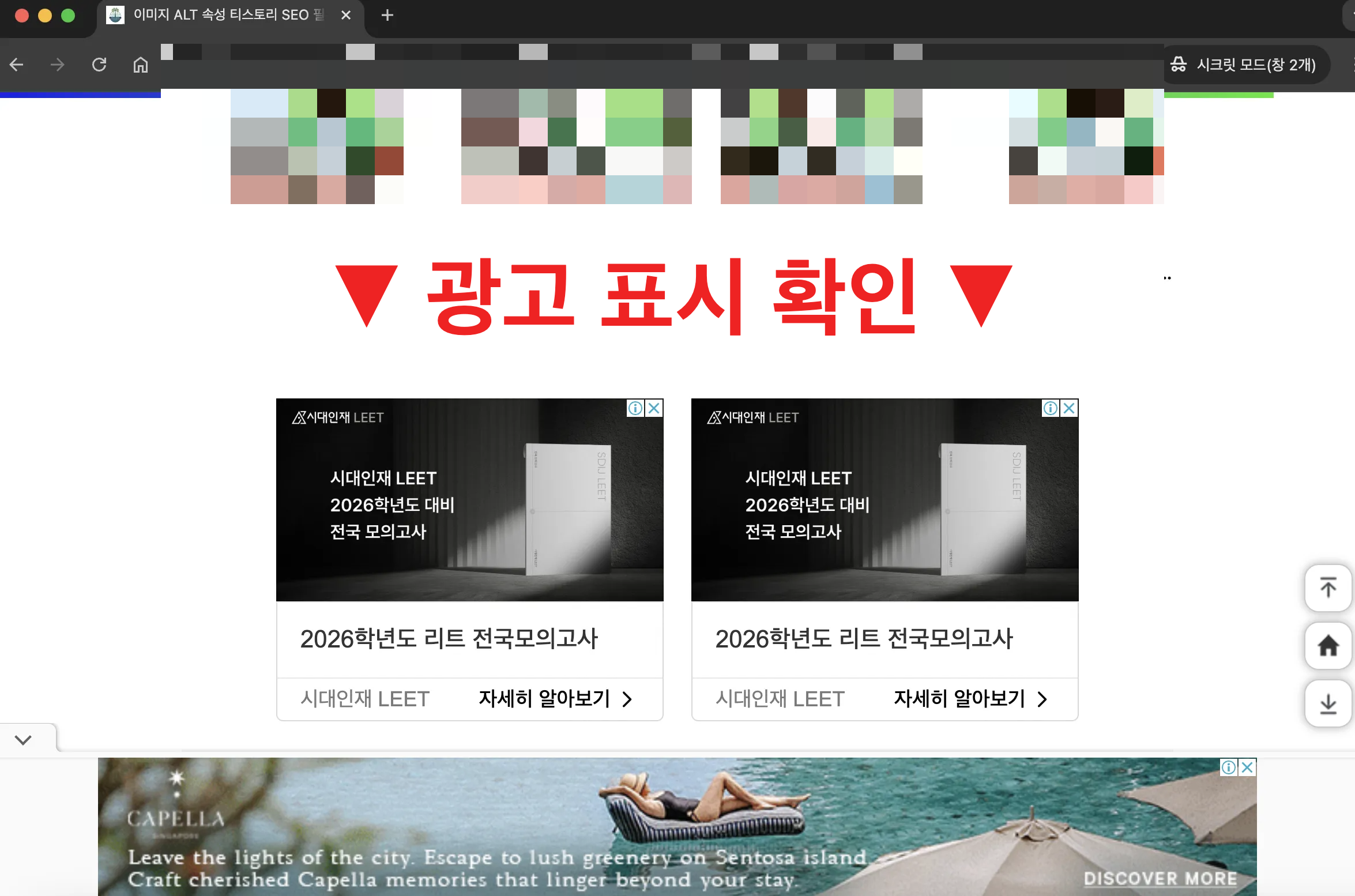 크롬 시크릿모드로 광고 확인하기
