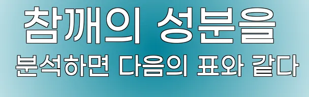  참깨의 성분을 분석하면 다음의 표와 같다