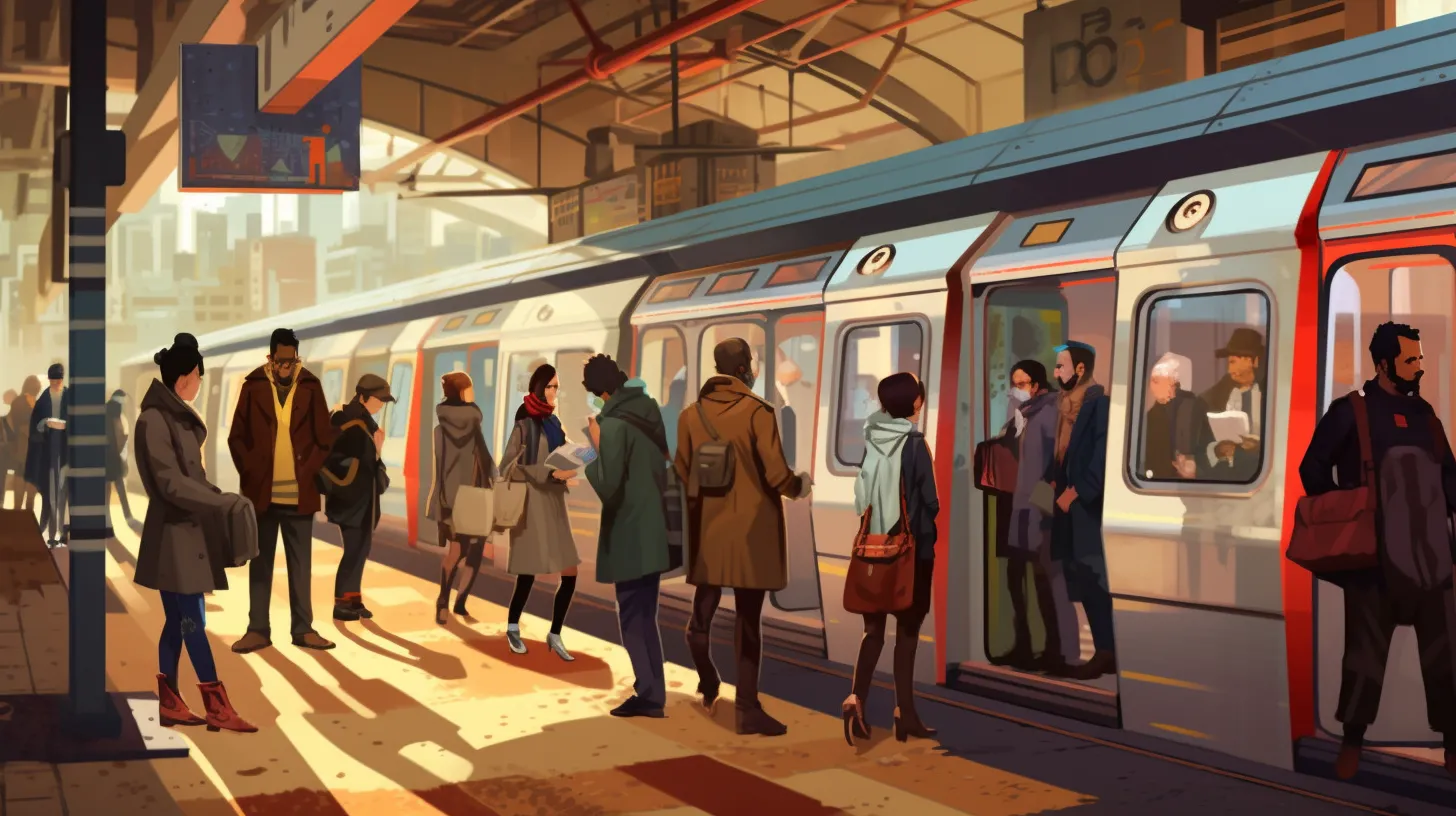 a busy subway scene