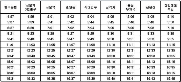 6001 인천공항버스 시간표