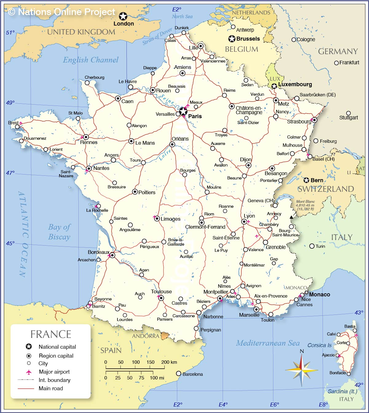 서유럽 프랑스 지도