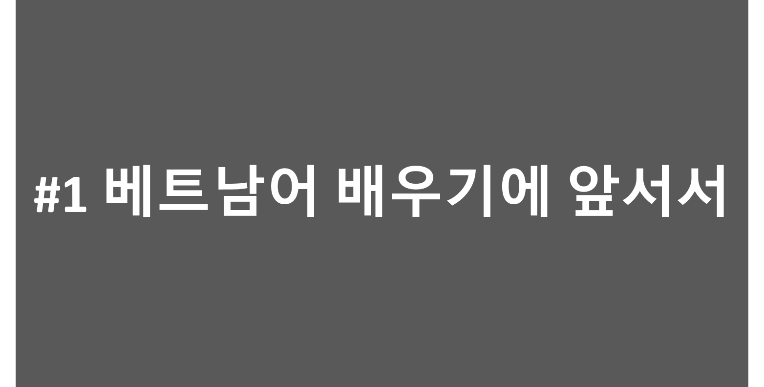  #1 베트남어 배우기에 앞서서