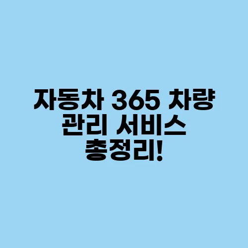자동차 365 차량 관리 서비스 총정리!